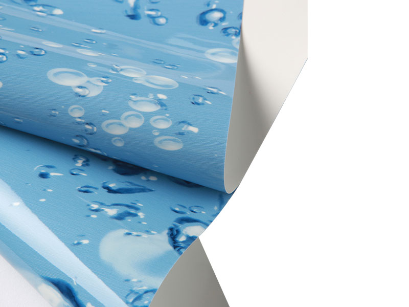 Puti sa likod, asul na PVC ceiling film-18